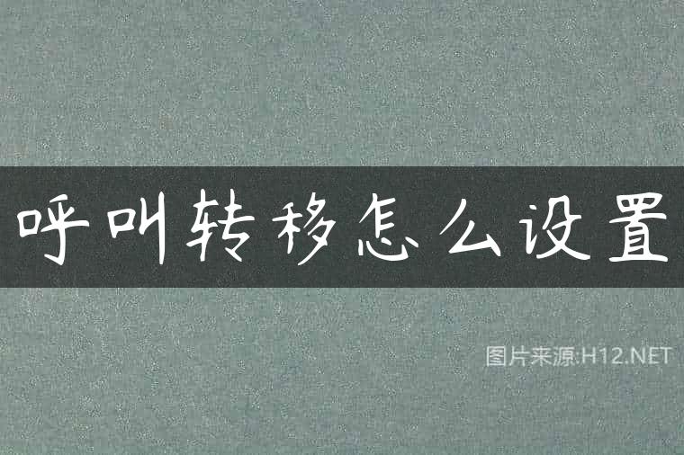 呼叫转移怎么设置