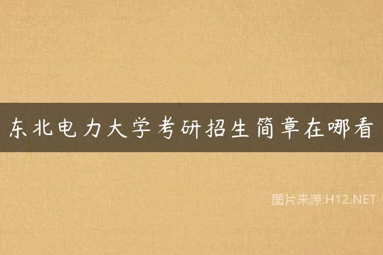 东北电力大学考研招生简章在哪看