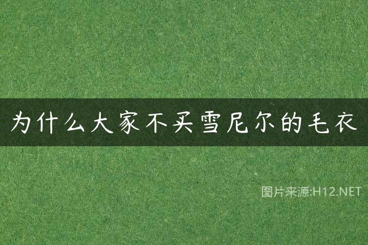 为什么大家不买雪尼尔的毛衣