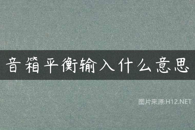 音箱平衡输入什么意思