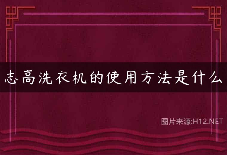 志高洗衣机的使用方法是什么