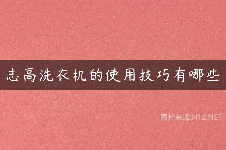 志高洗衣机的使用技巧有哪些
