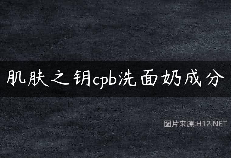肌肤之钥cpb洗面奶成分