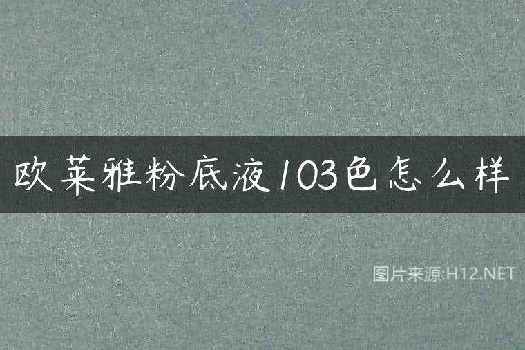欧莱雅粉底液103色怎么样