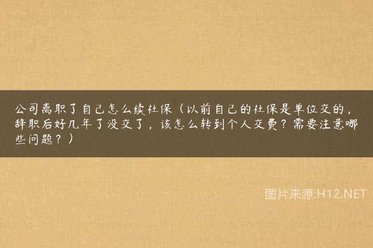 公司离职了自己怎么续社保（以前自己的社保是单位交的，辞职后好几年了没交了，该怎么转到个人交费？需要注意哪些问题？）