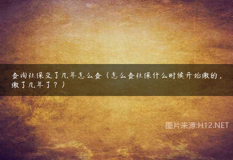 查询社保交了几年怎么查（怎么查社保什么时候开始缴的，缴了几年了？）