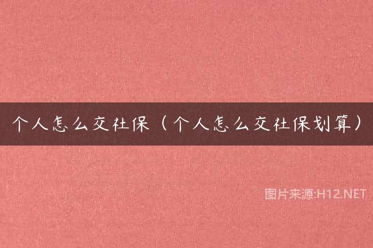 个人怎么交社保（个人怎么交社保划算）