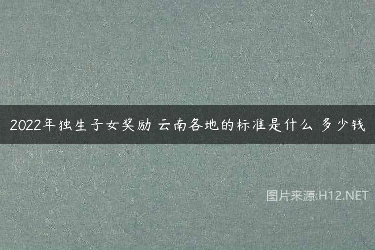 2022年独生子女奖励 云南各地的标准是什么 多少钱
