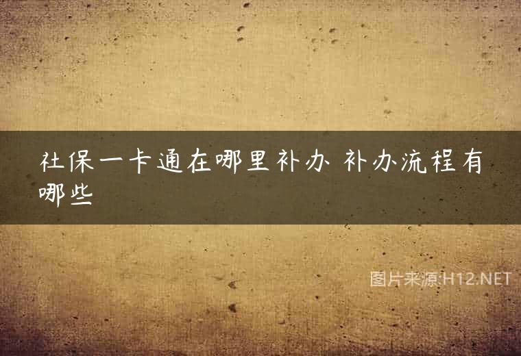 社保一卡通在哪里补办 补办流程有哪些