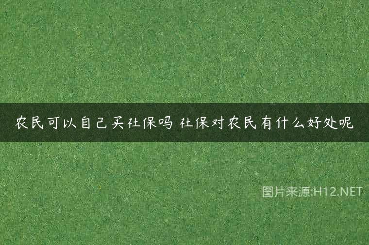 农民可以自己买社保吗 社保对农民有什么好处呢
