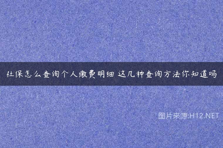 社保怎么查询个人缴费明细 这几种查询方法你知道吗