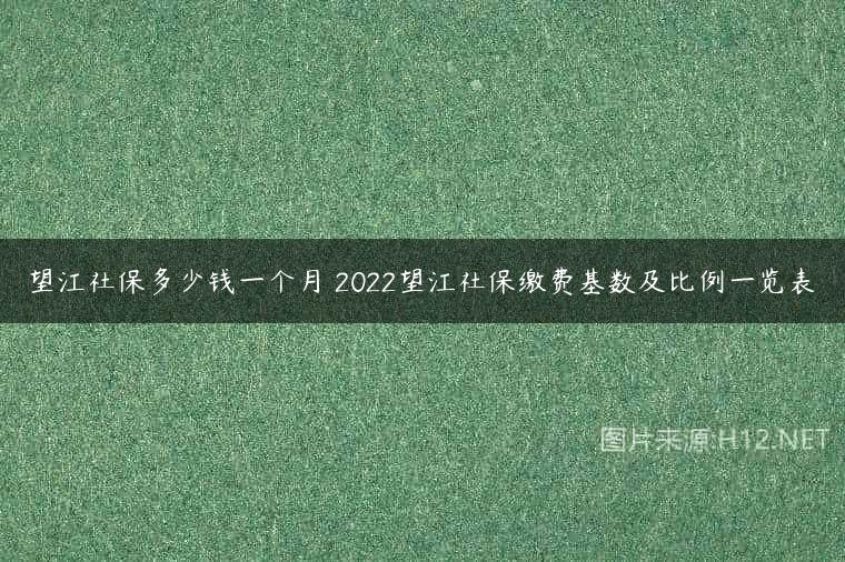 望江社保多少钱一个月 2022望江社保缴费基数及比例一览表