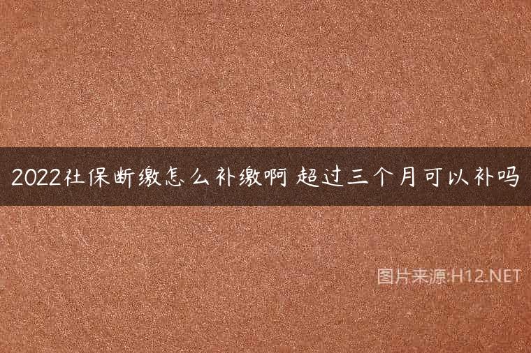2022社保断缴怎么补缴啊 超过三个月可以补吗