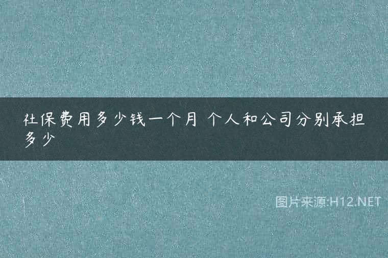 社保费用多少钱一个月 个人和公司分别承担多少