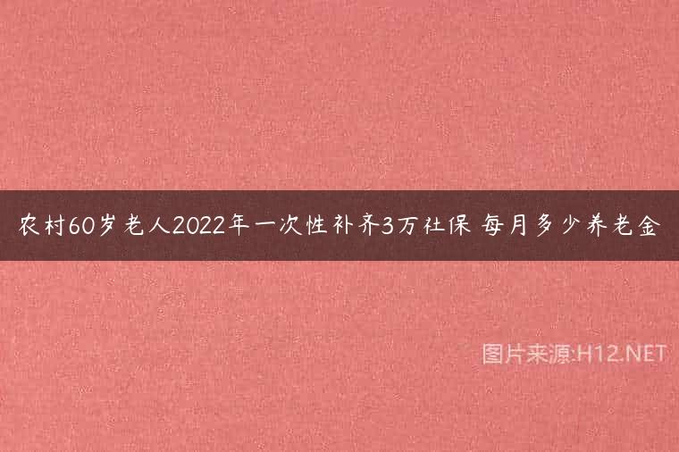 农村60岁老人2022年一次性补齐3万社保 每月多少养老金