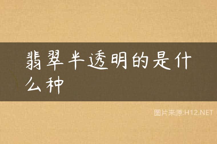 翡翠半透明的是什么种