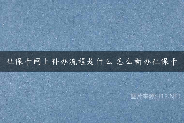 社保卡网上补办流程是什么 怎么新办社保卡