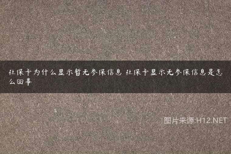 社保卡为什么显示暂无参保信息 社保卡显示无参保信息是怎么回事