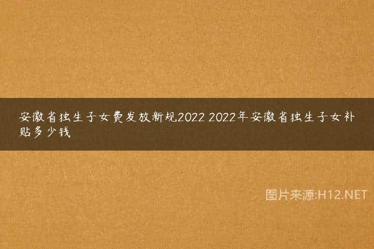 安徽省独生子女费发放新规2022 2022年安徽省独生子女补贴多少钱