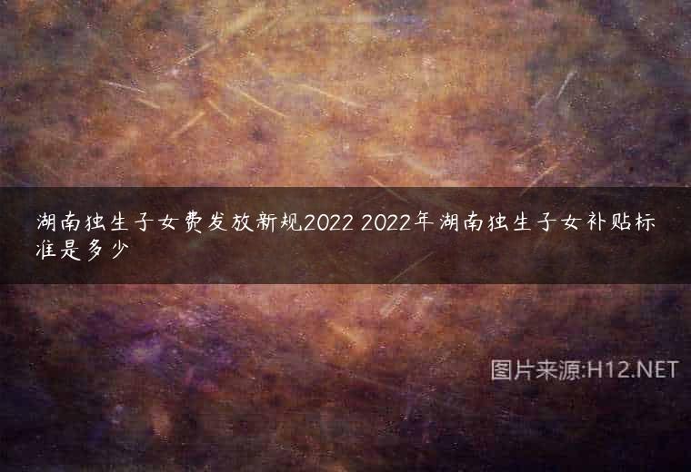 湖南独生子女费发放新规2022 2022年湖南独生子女补贴标准是多少
