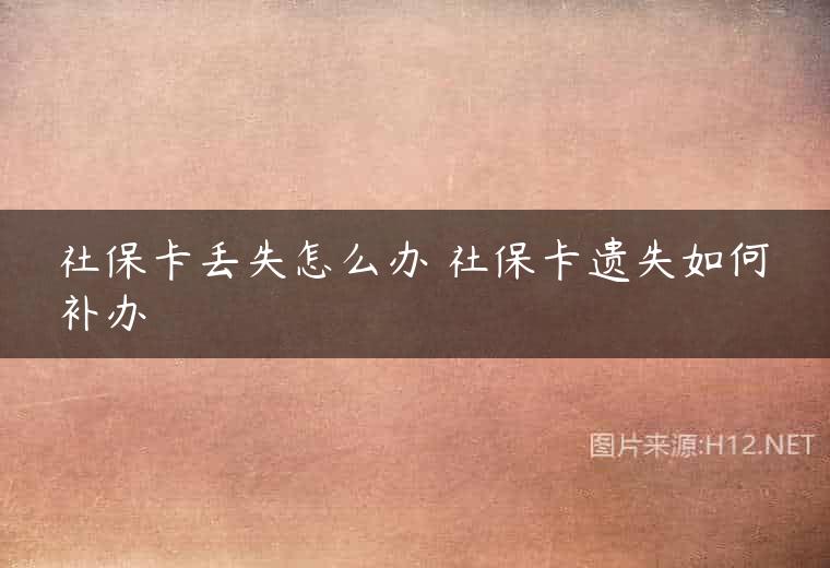 社保卡丢失怎么办 社保卡遗失如何补办