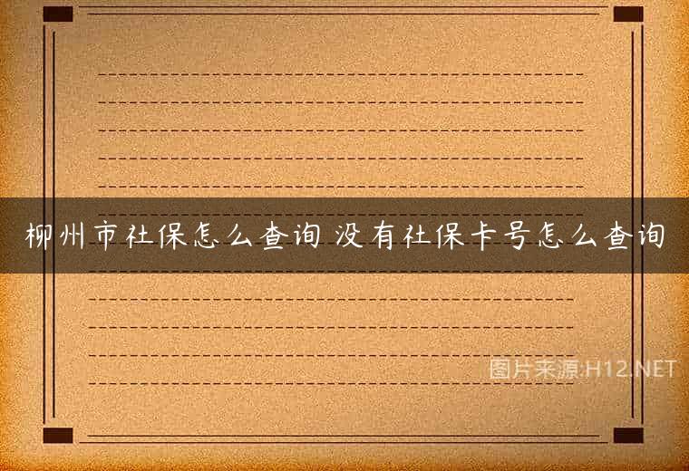 柳州市社保怎么查询 没有社保卡号怎么查询