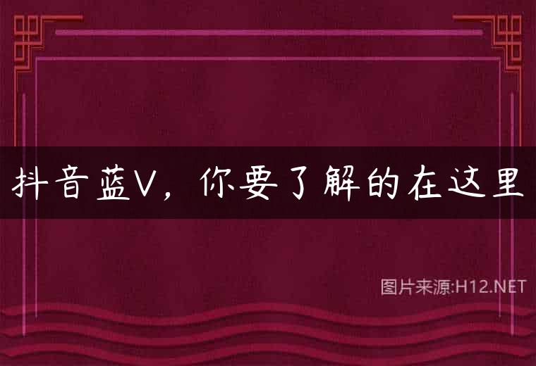 抖音蓝V，你要了解的在这里