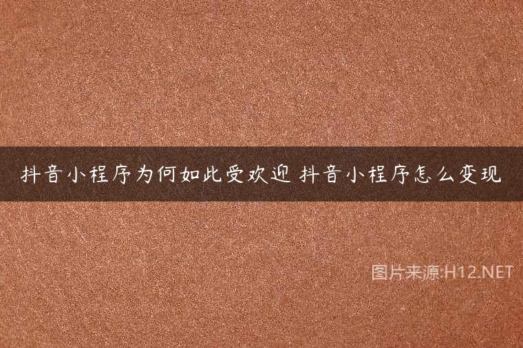 抖音小程序为何如此受欢迎 抖音小程序怎么变现