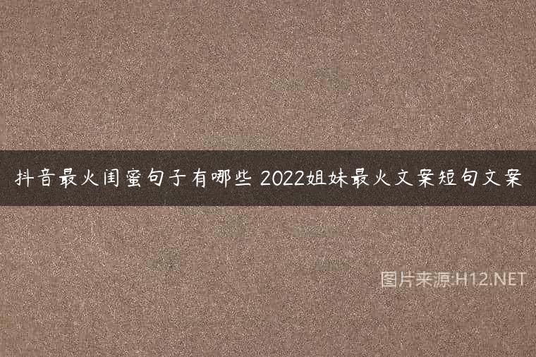 抖音最火闺蜜句子有哪些 2022姐妹最火文案短句文案