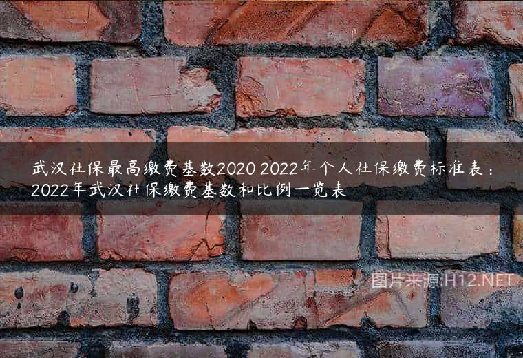 武汉社保最高缴费基数2020 2022年个人社保缴费标准表：2022年武汉社保缴费基数和比例一览表