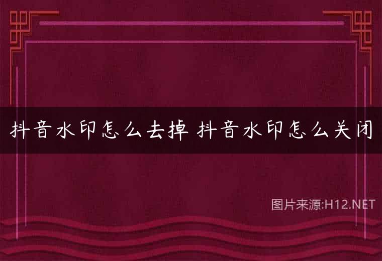 抖音水印怎么去掉 抖音水印怎么关闭