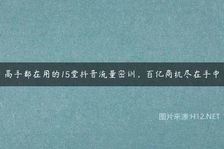 高手都在用的15堂抖音流量密训，百亿商机尽在手中