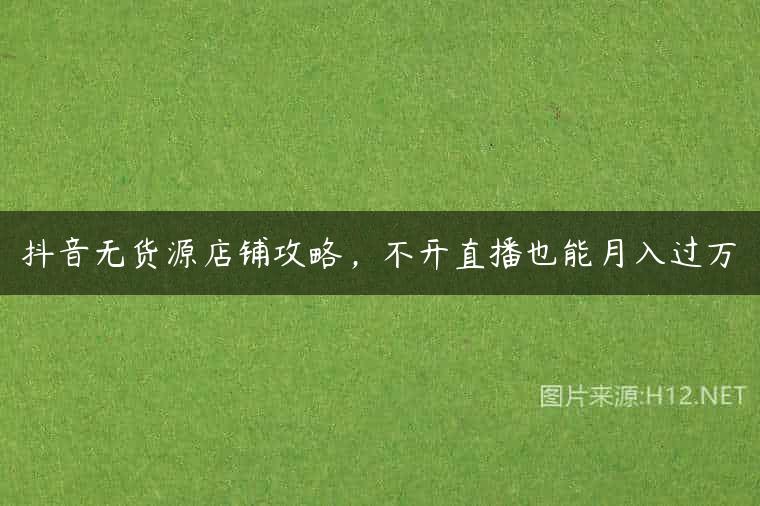 抖音无货源店铺攻略，不开直播也能月入过万