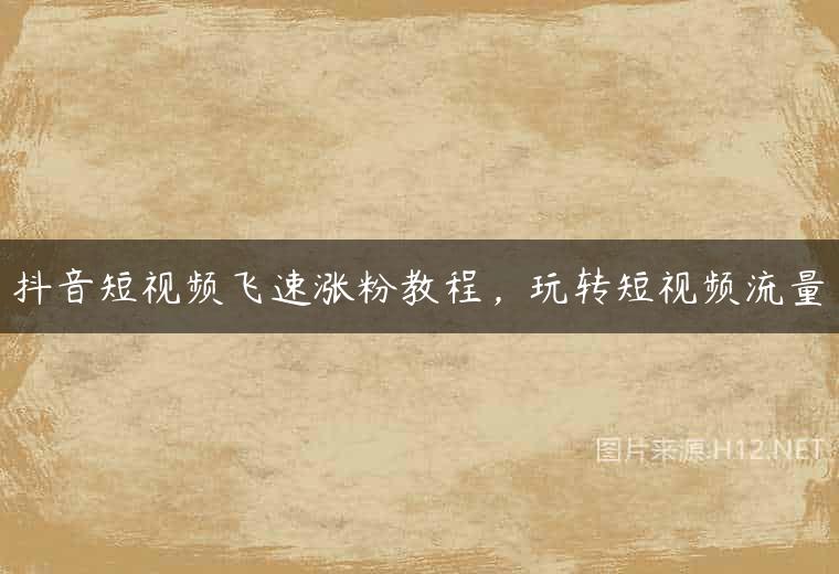 抖音短视频飞速涨粉教程，玩转短视频流量