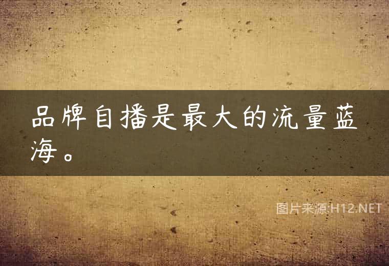 品牌自播是最大的流量蓝海。