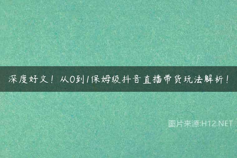 深度好文！从0到1保姆级抖音直播带货玩法解析！