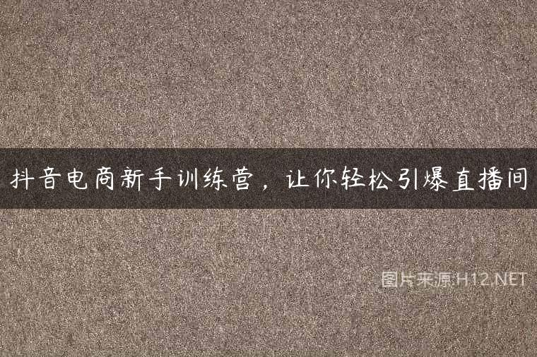 抖音电商新手训练营，让你轻松引爆直播间
