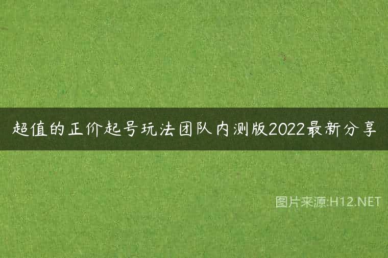 超值的正价起号玩法团队内测版2022最新分享