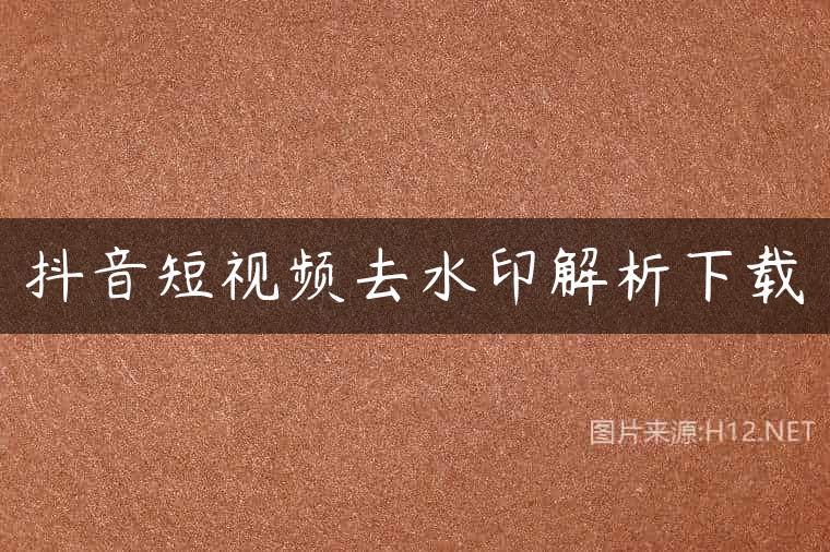 抖音短视频去水印解析下载