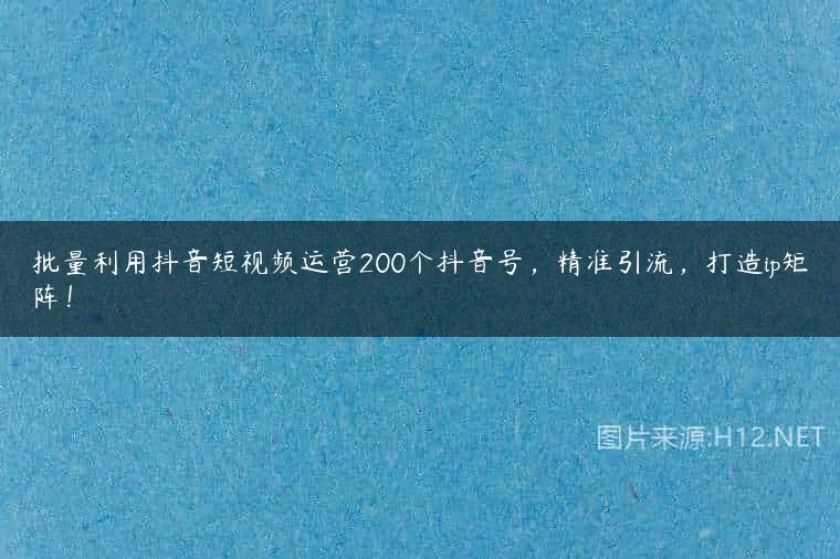 批量利用抖音短视频运营200个抖音号，精准引流，打造ip矩阵！