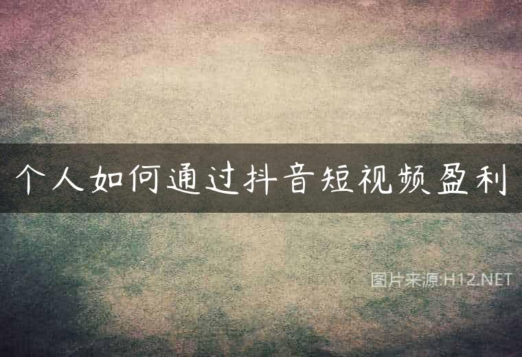 个人如何通过抖音短视频盈利