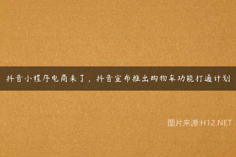 抖音小程序电商来了，抖音宣布推出购物车功能打通计划