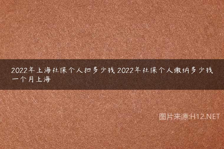 2022年上海社保个人扣多少钱 2022年社保个人缴纳多少钱一个月上海