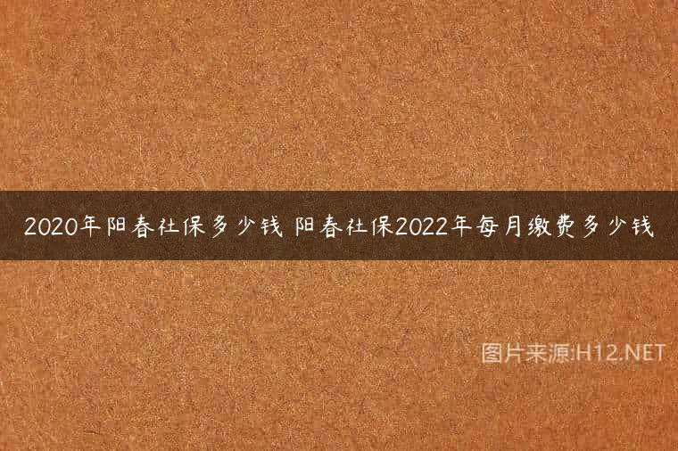 2020年阳春社保多少钱 阳春社保2022年每月缴费多少钱