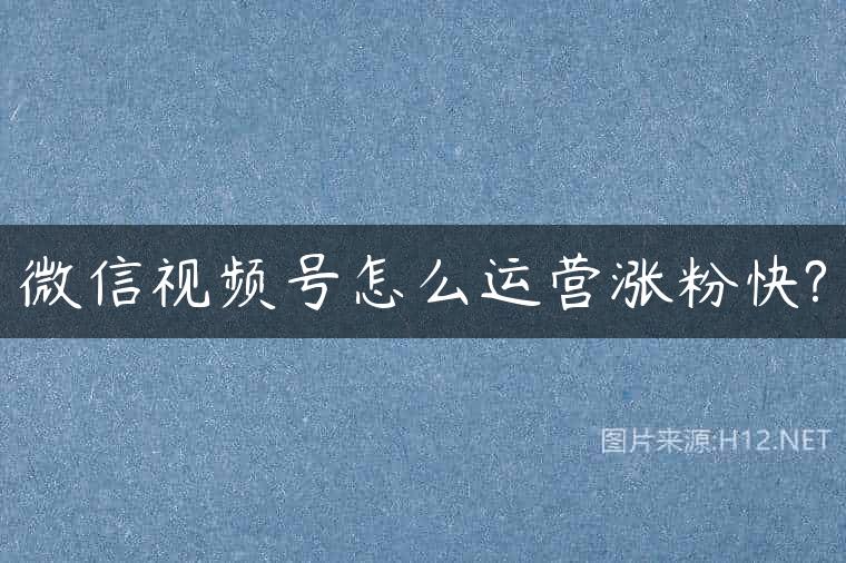 微信视频号怎么运营涨粉快?