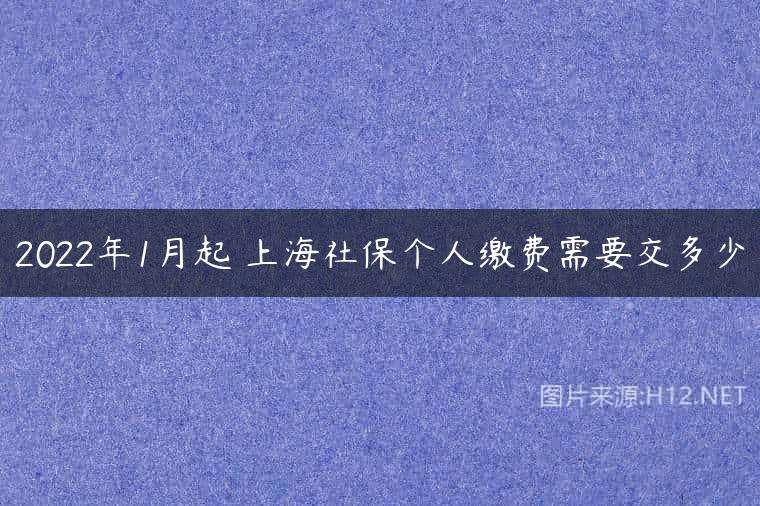 2022年1月起 上海社保个人缴费需要交多少