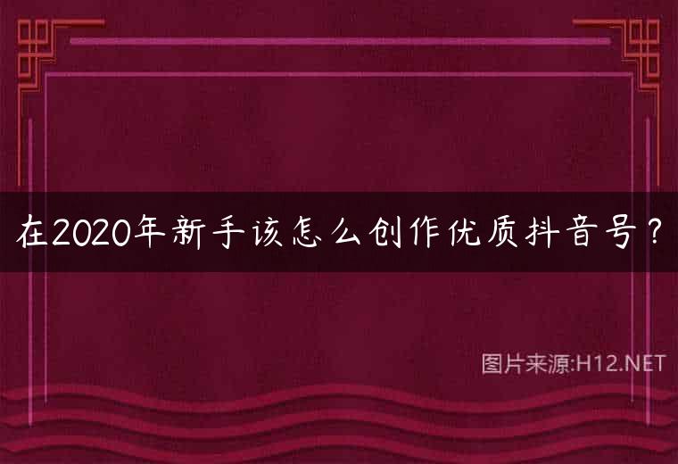 在2020年新手该怎么创作优质抖音号？