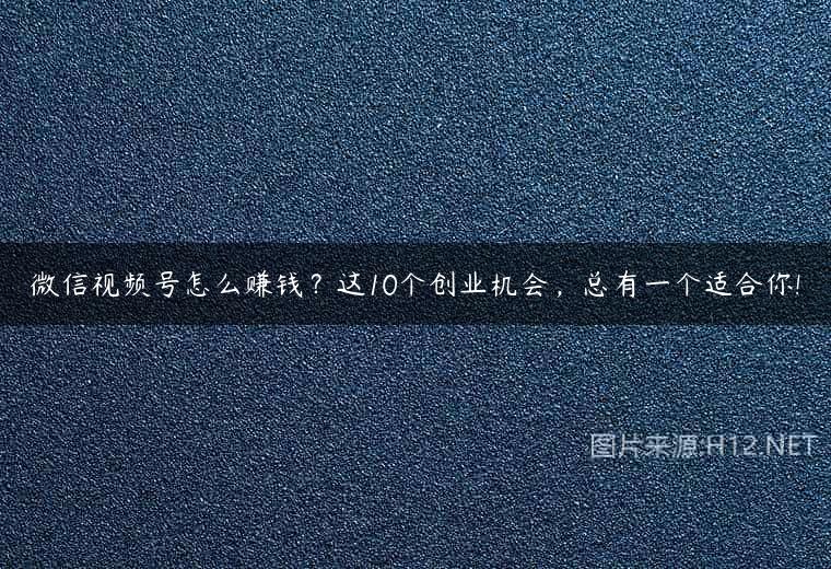 微信视频号怎么赚钱？这10个创业机会，总有一个适合你!