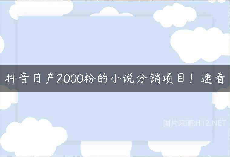 抖音日产2000粉的小说分销项目！速看