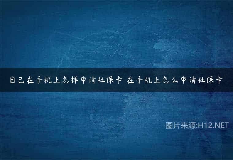 自己在手机上怎样申请社保卡 在手机上怎么申请社保卡